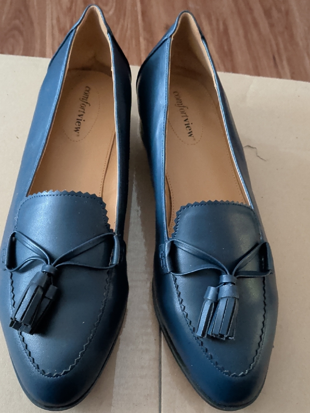 comfortview Women's Navy Tassel Slip-On Loafers